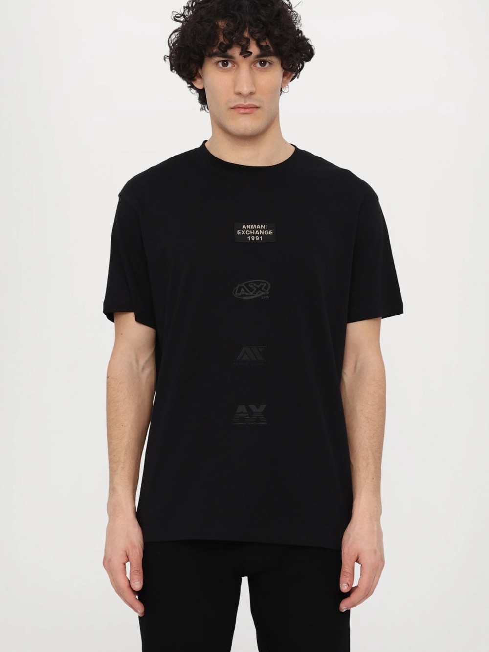 Armani Exchange Black Short-Sleeve Logo Tee